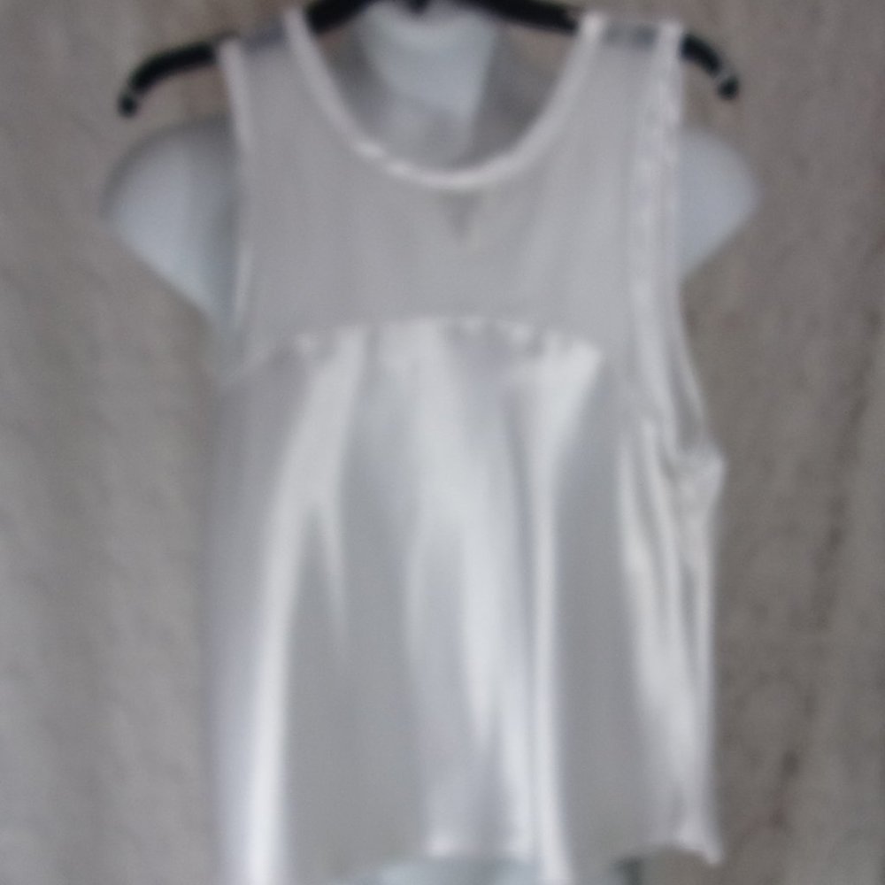 Cinema White Sexy Satin Chiffon Tank Top NWT Size L
